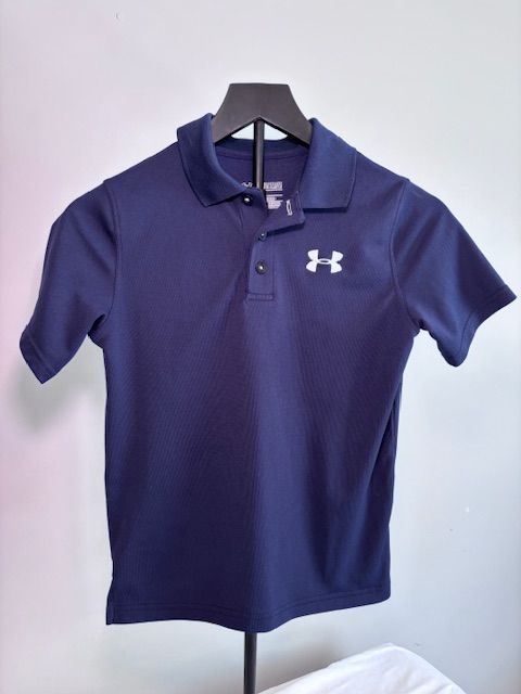 Navy Blue Under Armour Boys Polo, Youth Medium