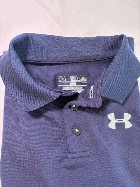 Navy Blue Under Armour Boys Polo, Youth Medium
