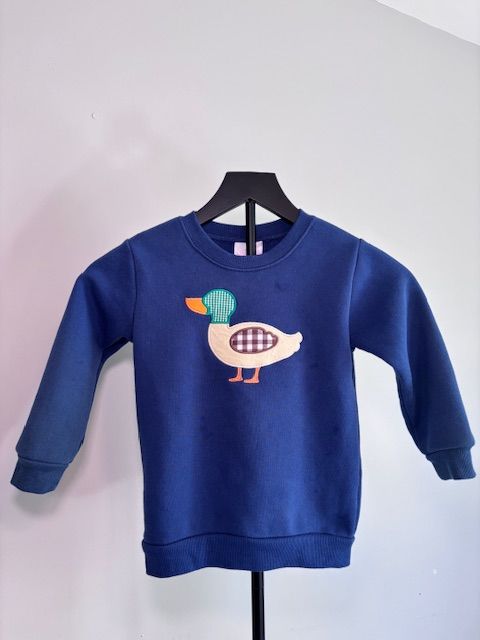 Navy Blue Stitchy Fish Boys Sweatshirt, 4T