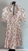Cream with Purple Floral Design umgee Juniors Dress - Short, Adult Small