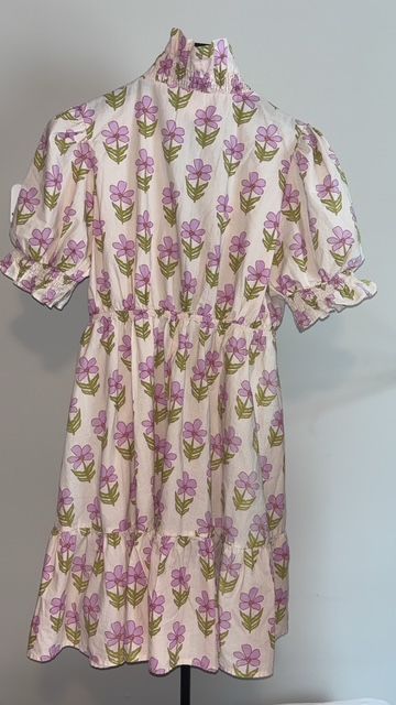 Cream with Purple Floral Design umgee Juniors Dress - Short, Adult Small