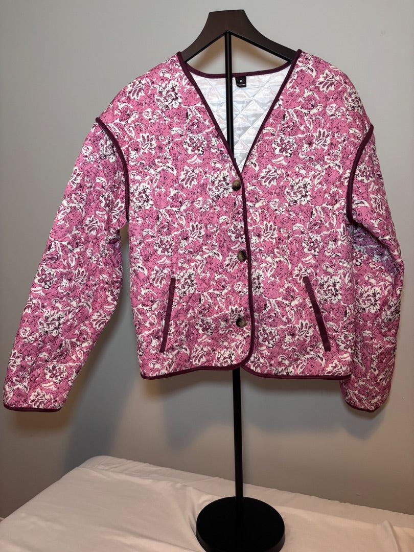 Boutique Women’s Floral Quilted Jacket, Youth Medium