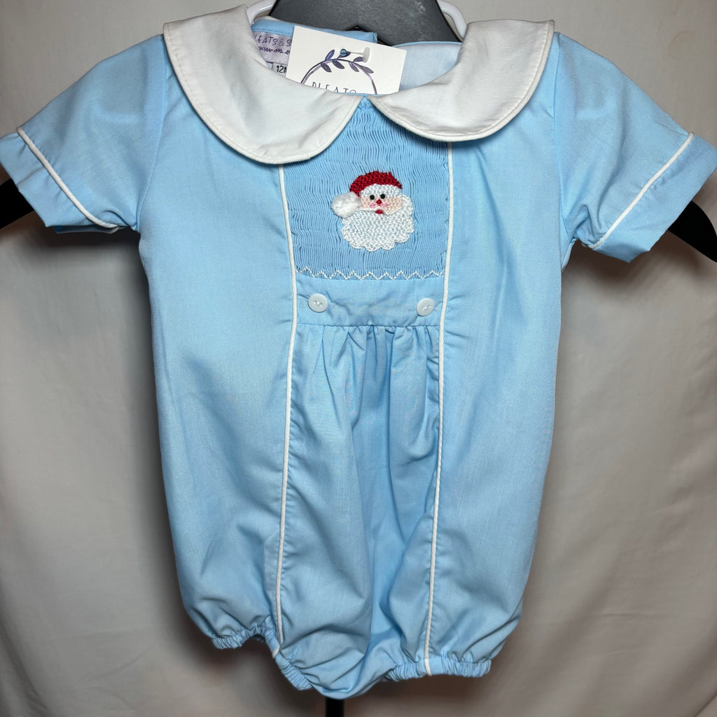 Pleats & Stitchs Baby Boy Santa Smocked Bubble, 12 months