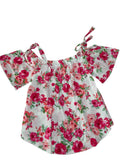 Floral Print E&M Women's Off-Shoulder Blouse, Women's Small