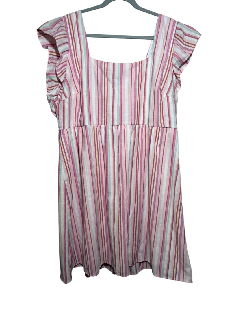 True Craft Women's Striped Square Neck Dress, Womens 3X-Large