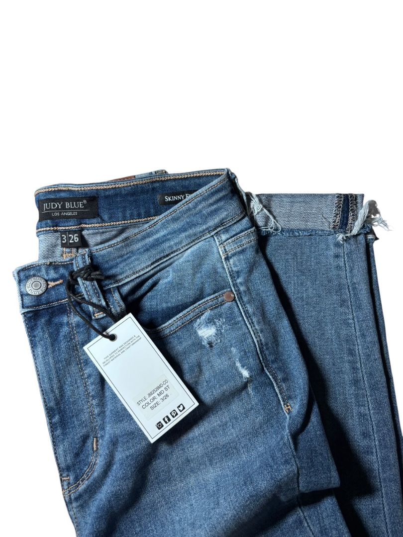 Judy Blue Women's Distressed Mid-Ride Skinny Jeans, 3|26