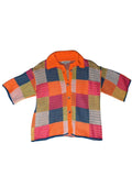 Dovi&Dani Multi-Color Patch Work Short Sleeve Knit Cardigan