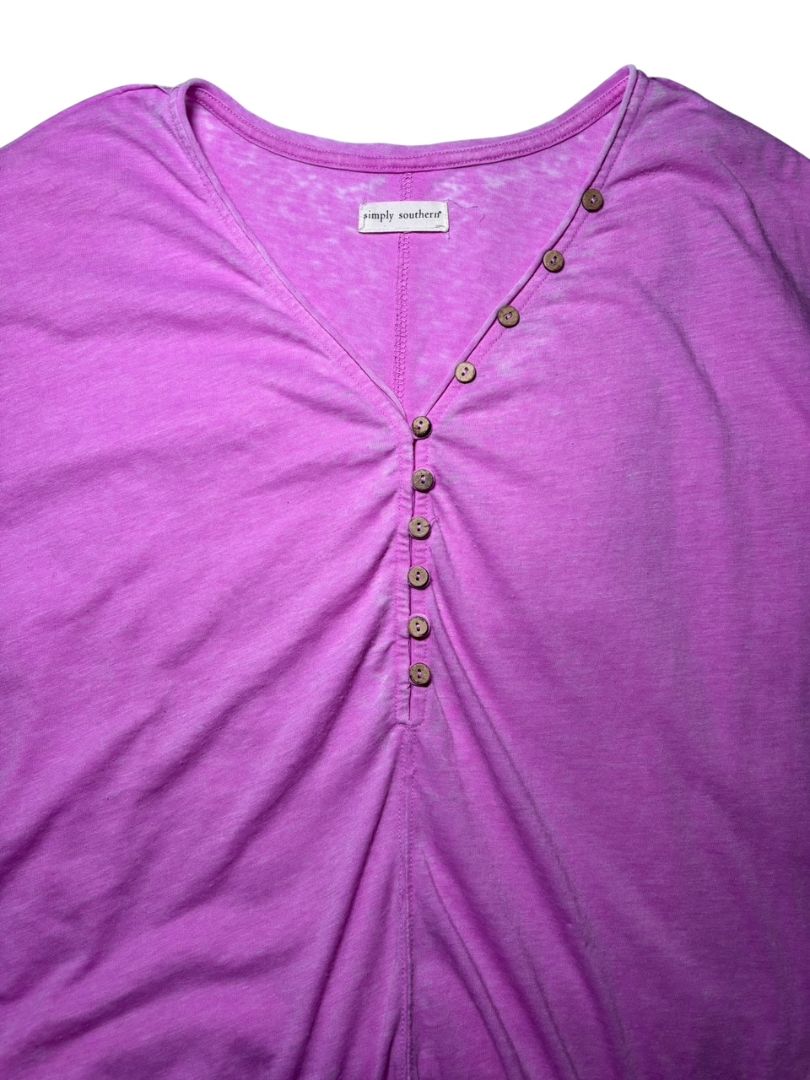 Simply Southern Women's Button-Front Dolman Sleeve Tee, Women's Medium