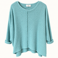 Zenana Light Sage GreenWaffle Knit Oversize Top, Small/Medium