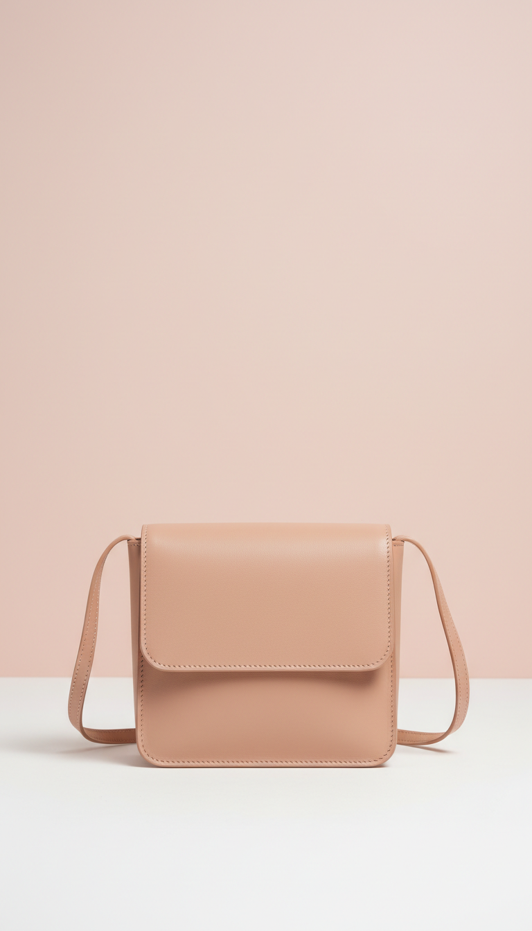 Peachy nude leather crossbody bag