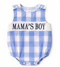 Boutique "Mama's Boy" Blue Buffalo Check Romper, NWT, 6-12 mo.